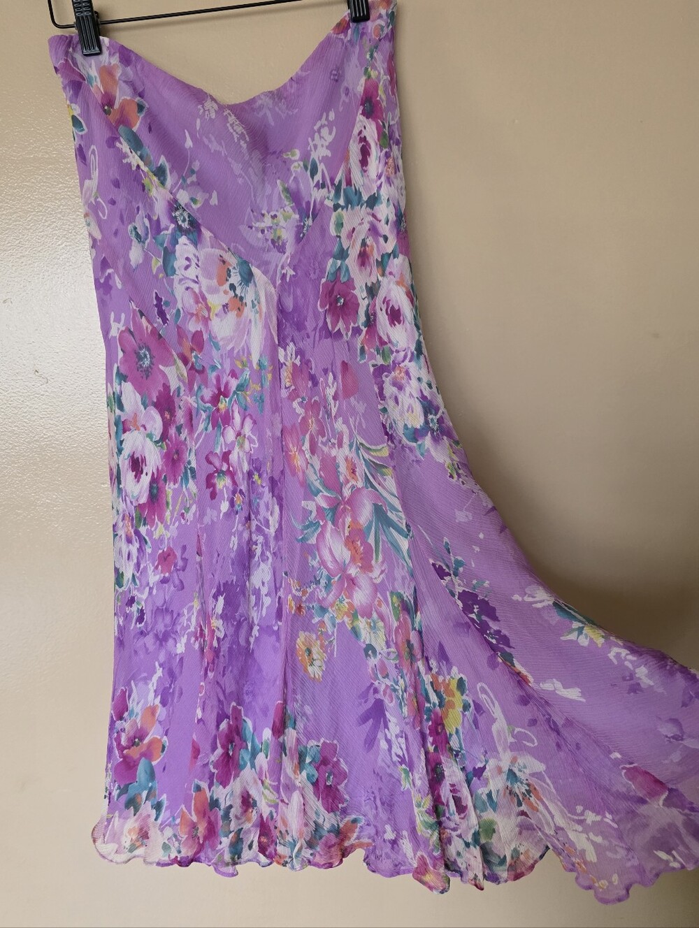 VTG Y2K Lauren Ralph Lauren Silk Floral Fairycore Midi Skirt Romantic Ethereal
